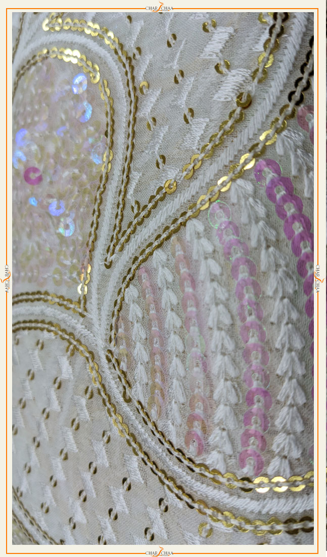 BAMBER CHAFONE SIGLE SITARA WITH White Thread CHARCHAA.PK