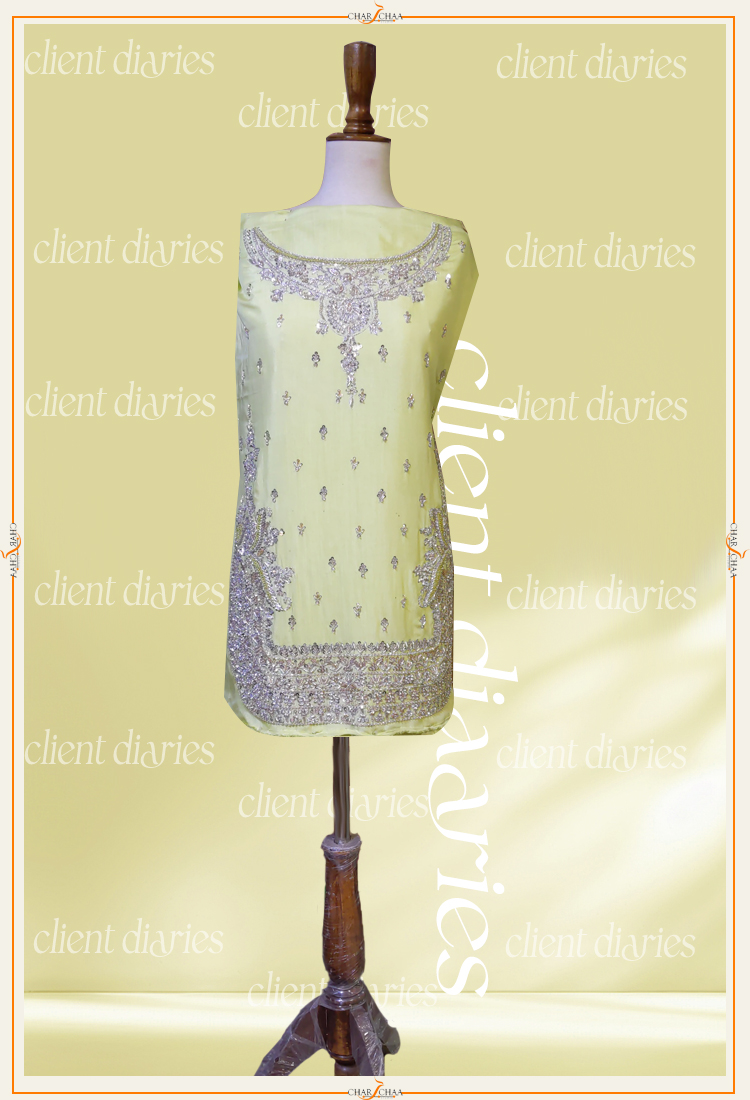 LIME YELLOW SHIRT-C-0067 www.charchaa.pk